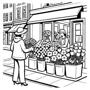 Besonderes Blumenhändler-Malbild für kreative Kids