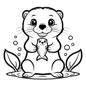 Interessante Otter-Ausmalvorlage für die ganze Familie
