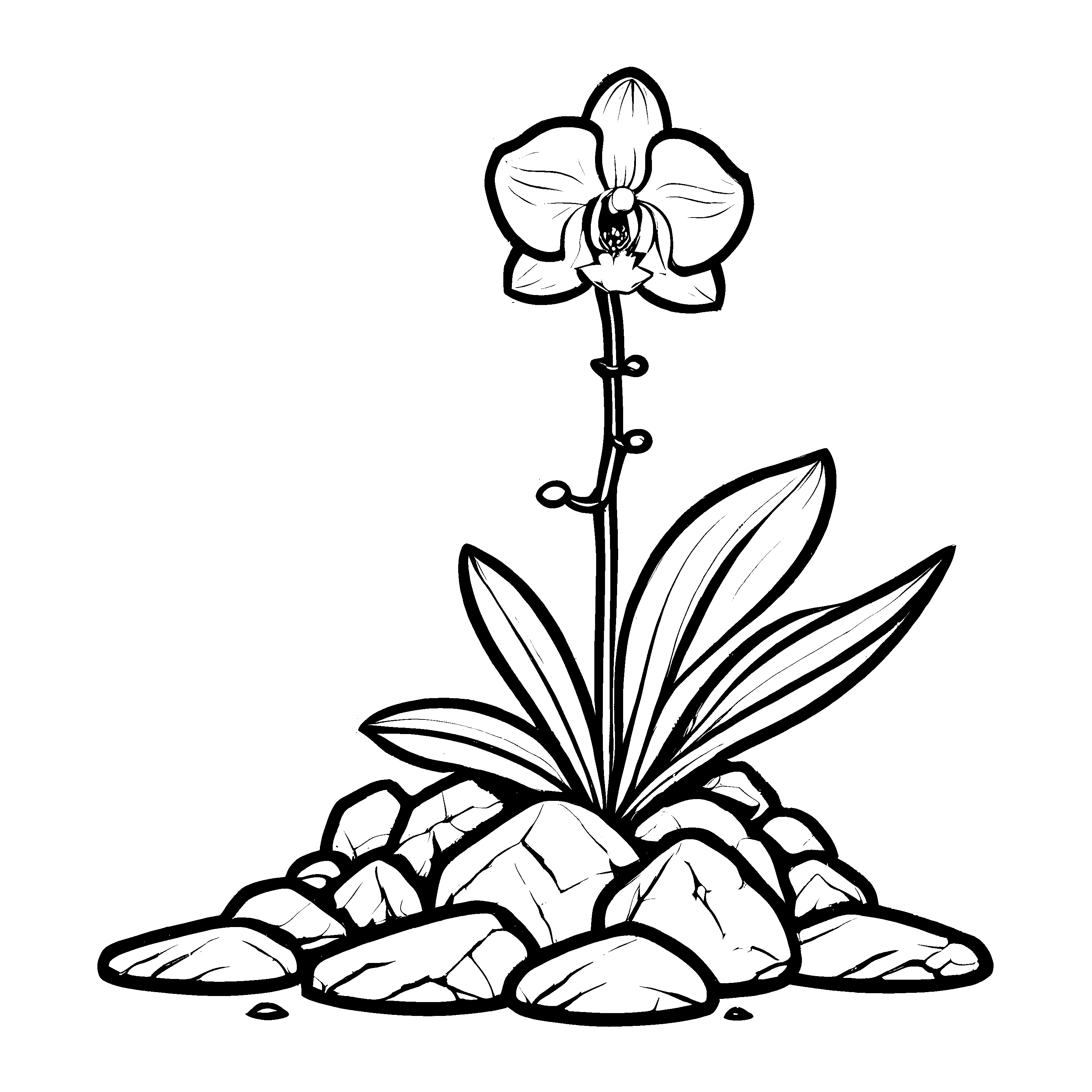 Interessantes Orchideen-Ausmalbild für Groß und Klein