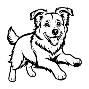 Zauberhafte Australian Shepherds-Ausmalvorlage für kreative Malstunden