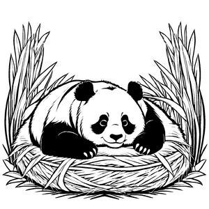 Fröhliche Pandabären-Malvorlage für spannende Malzeit