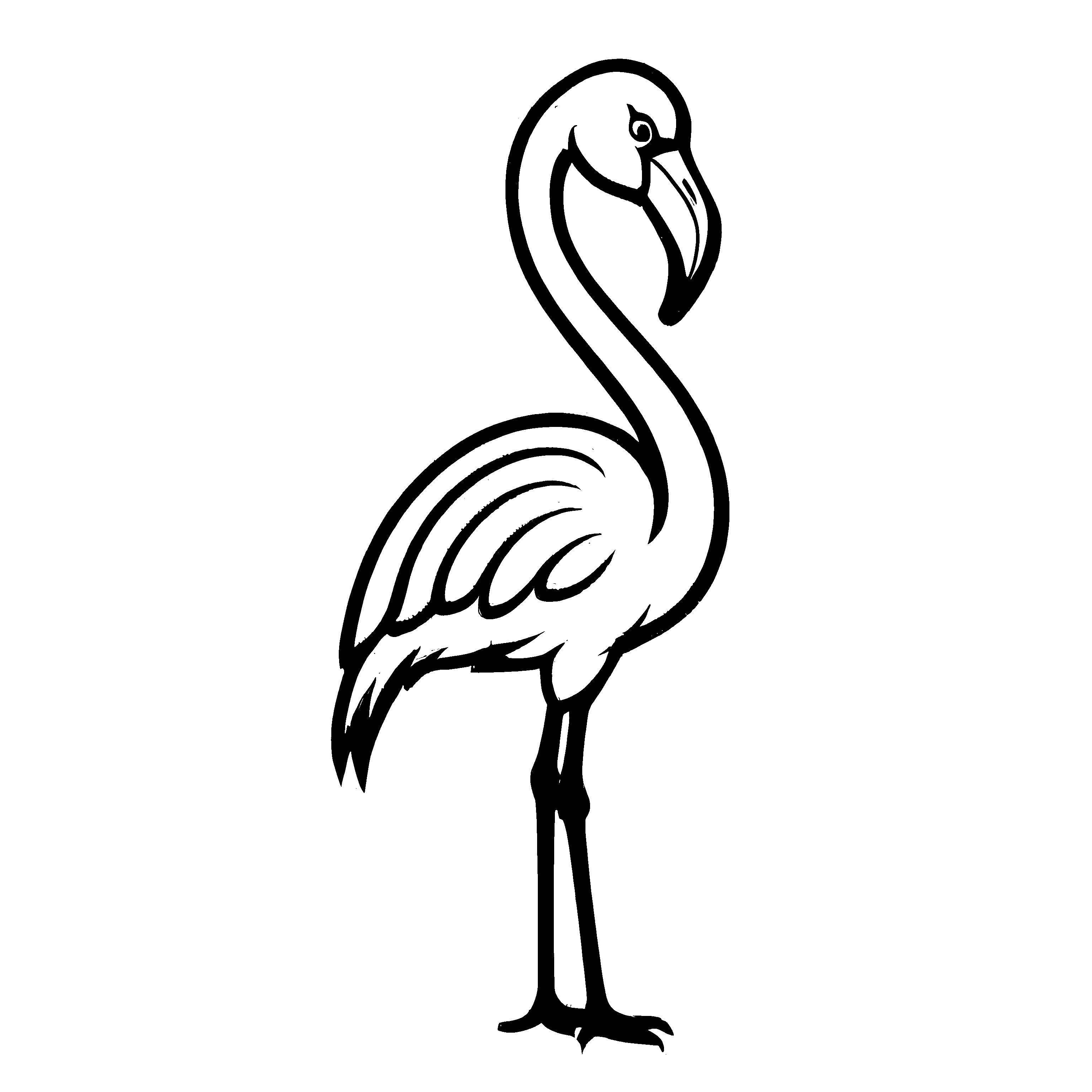 Farbenfrohe Flamingos-Ausmalvorlage zum kreativen Gestalten
