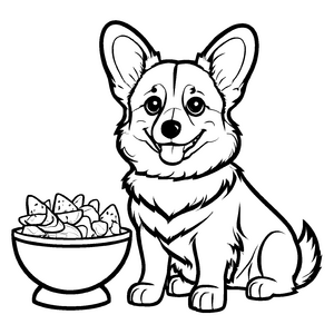 Einfaches Corgis-Bastelmotiv für spannende Malzeit