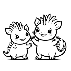 Märchenhaftes Axolotl-Ausmalbild für Kinder