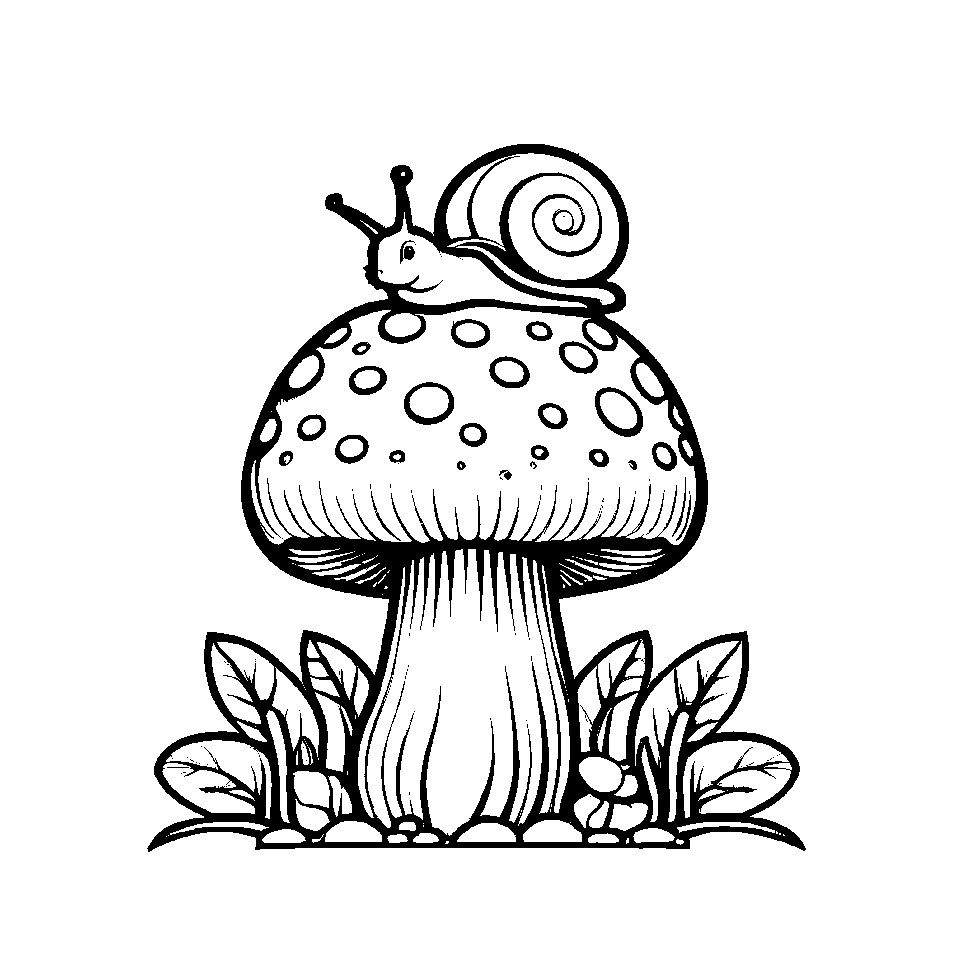 Fantasievolle Schnecken-Ausmalvorlage für kleine Künstler