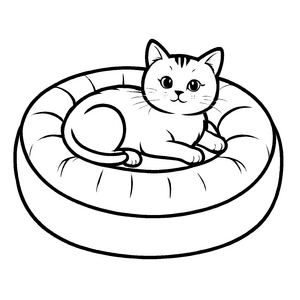 Süßes Katzenbetten-Bastelmotiv für Groß und Klein