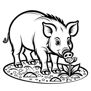 Wunderschönes Wildschweine-Ausmalbild für kreative Kids