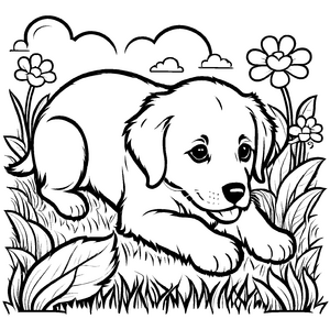 Großartige Golden Retriever-Ausmalvorlage zum künstlerischen Entfalten