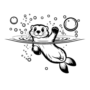 Farbenfrohes Otter-Malbild zum Basteln und Malen