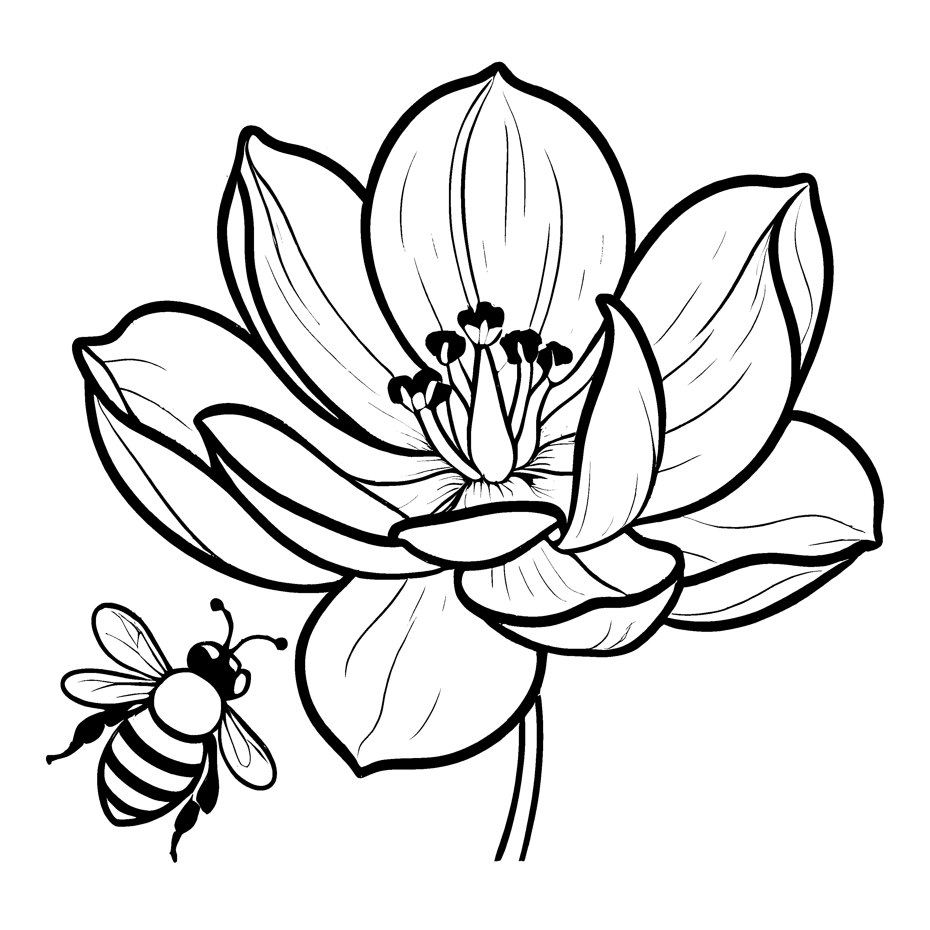 Einfache Magnolien-Malvorlage für Kinder