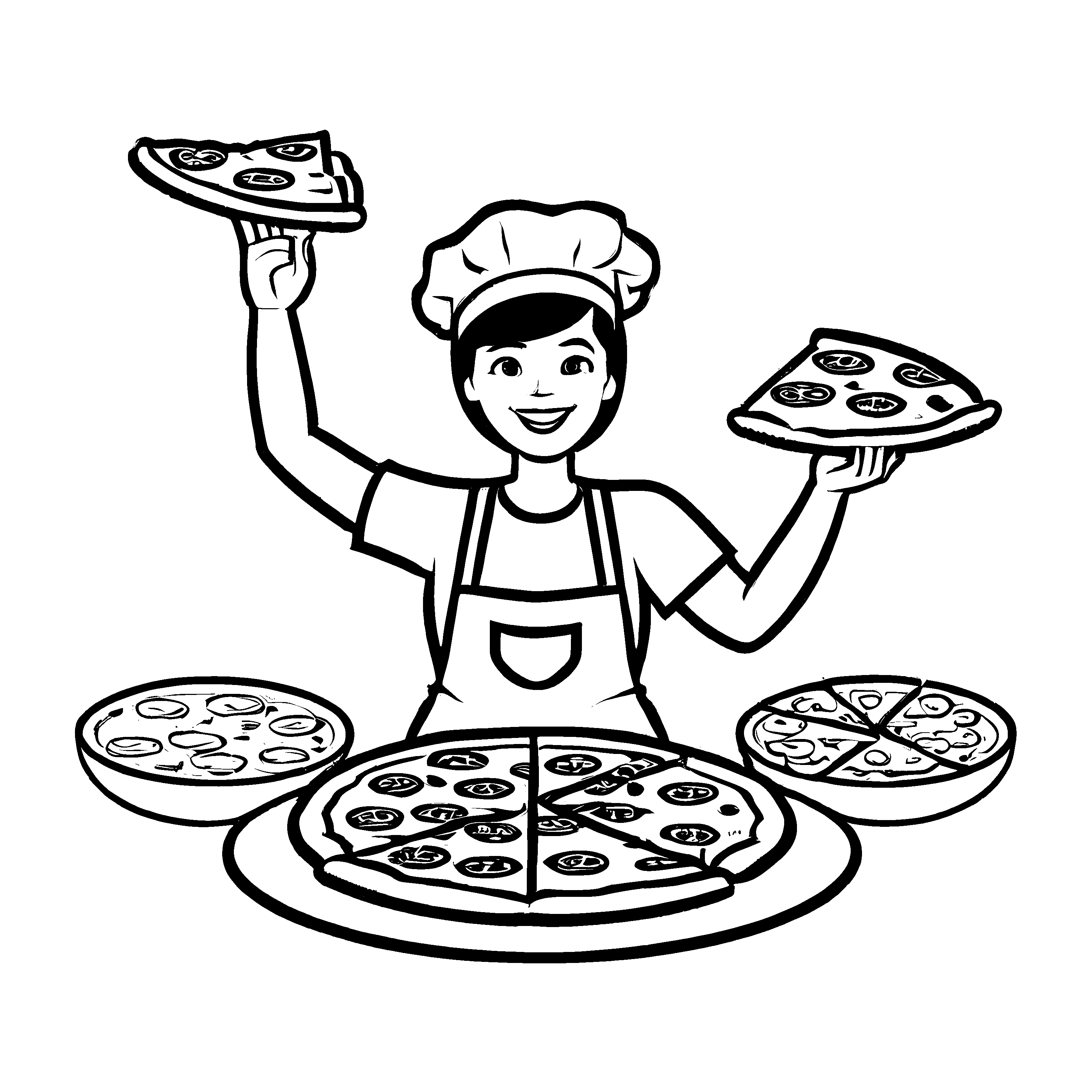Spannende Pizzabäcker-Malvorlage für kleine Künstler