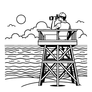 Kindgerechtes Rettungsschwimmer-Ausmalbild für Groß und Klein