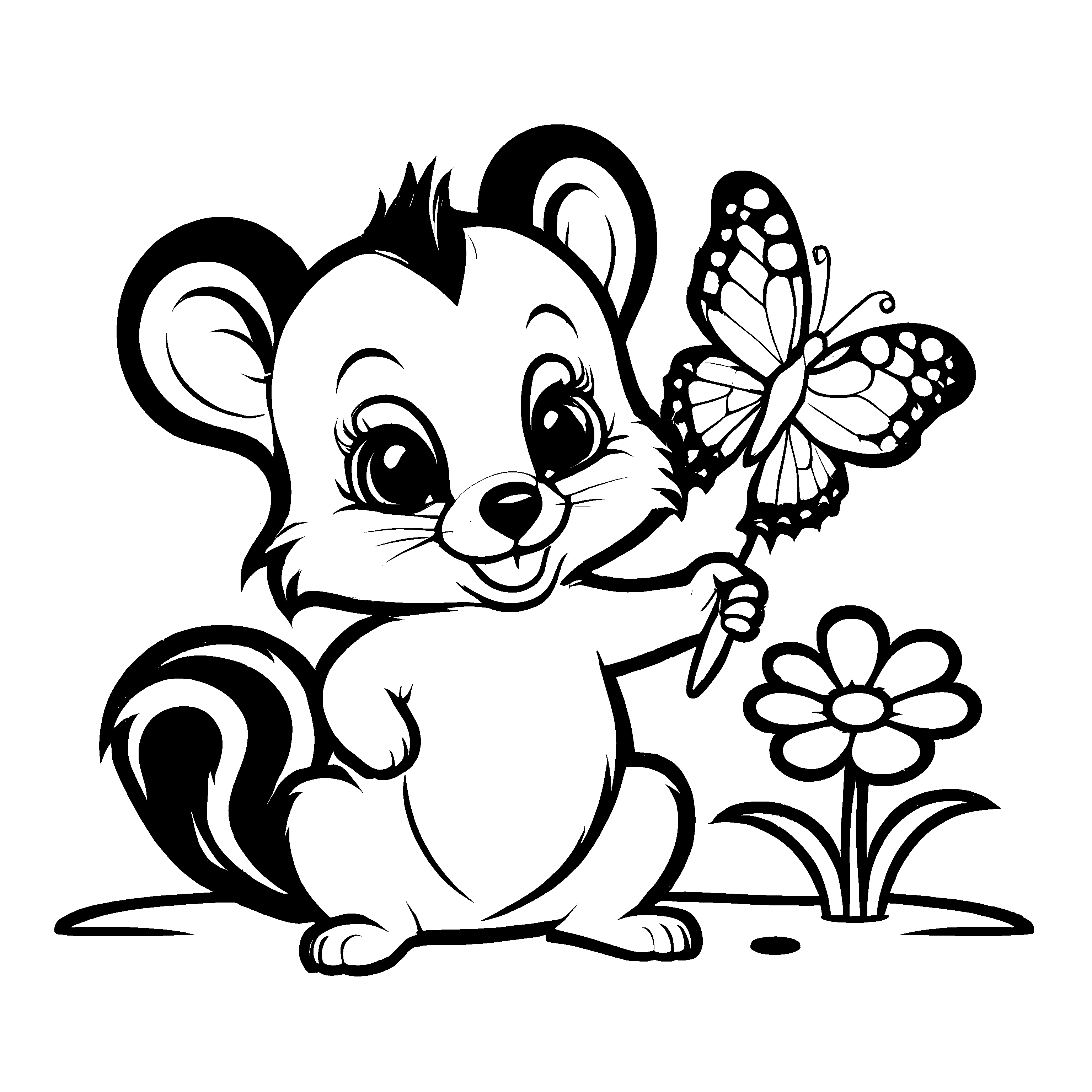 Einzigartiges Stinktiere-Malbild für Kinder