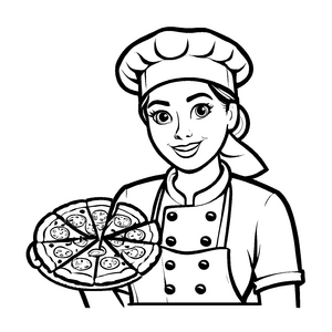 Tolles Pizzabäcker-Malbild zum Entdecken und Gestalten