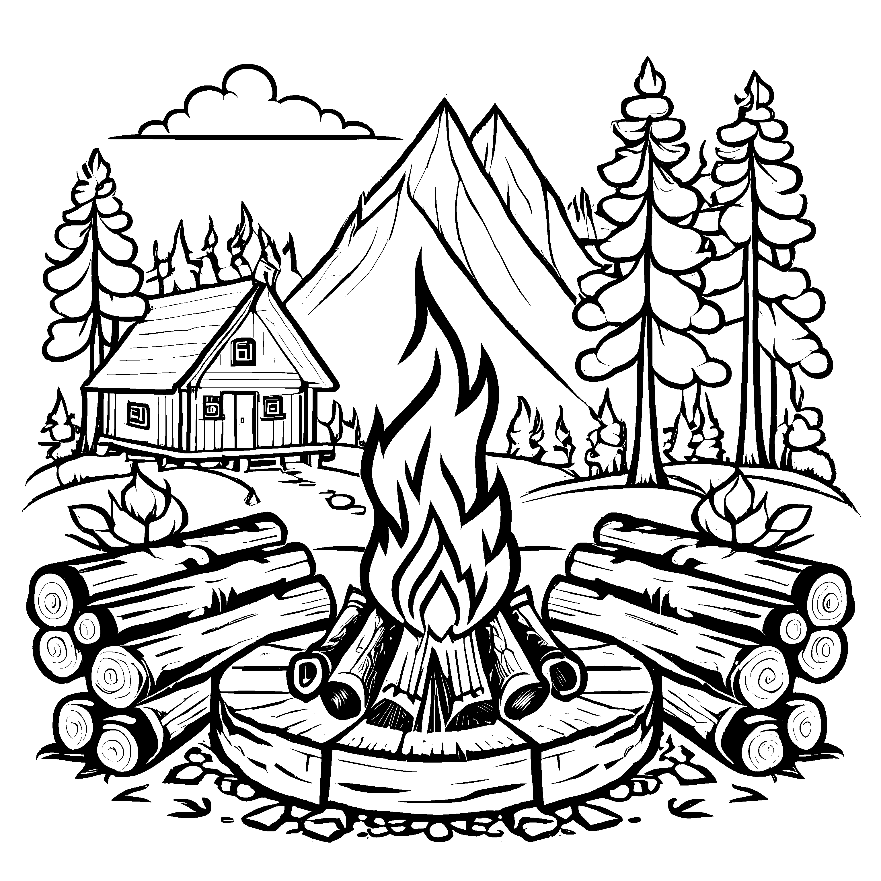 Zauberhaftes Lagerfeuer-Bastelmotiv für Groß und Klein
