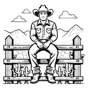 Fröhliches Cowboys-Ausmalbild für kreative Momente