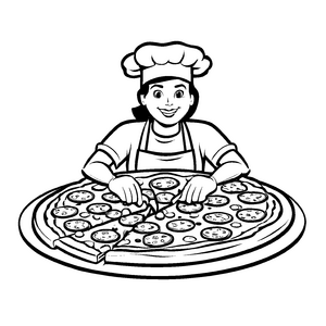 Witziges Pizzabäcker-Malbild zum Ausmalen