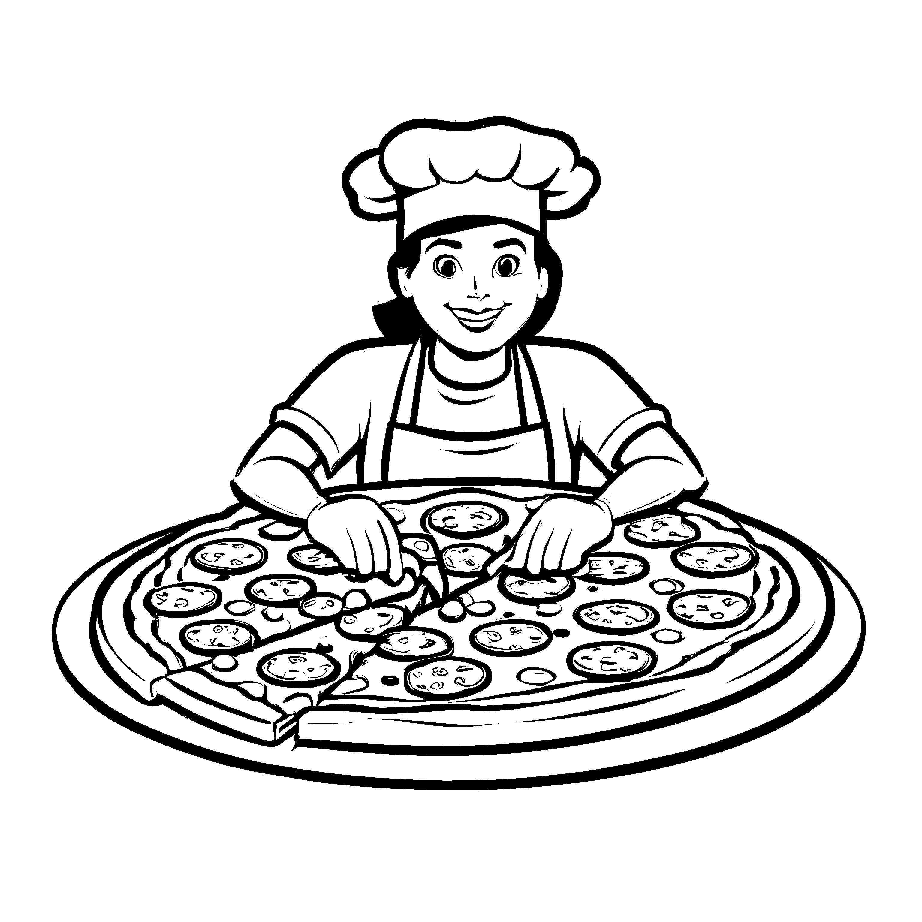 Witziges Pizzabäcker-Malbild zum Ausmalen