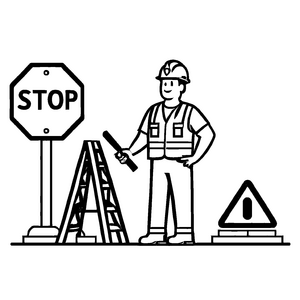 Lustiges Baustellen-Ausmalbild für kreative Malstunden