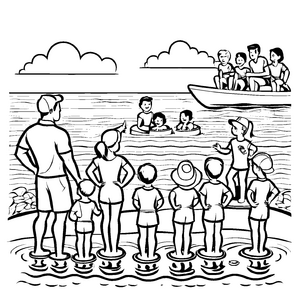 Spannende Rettungsschwimmer-Malvorlage für kreative Kids