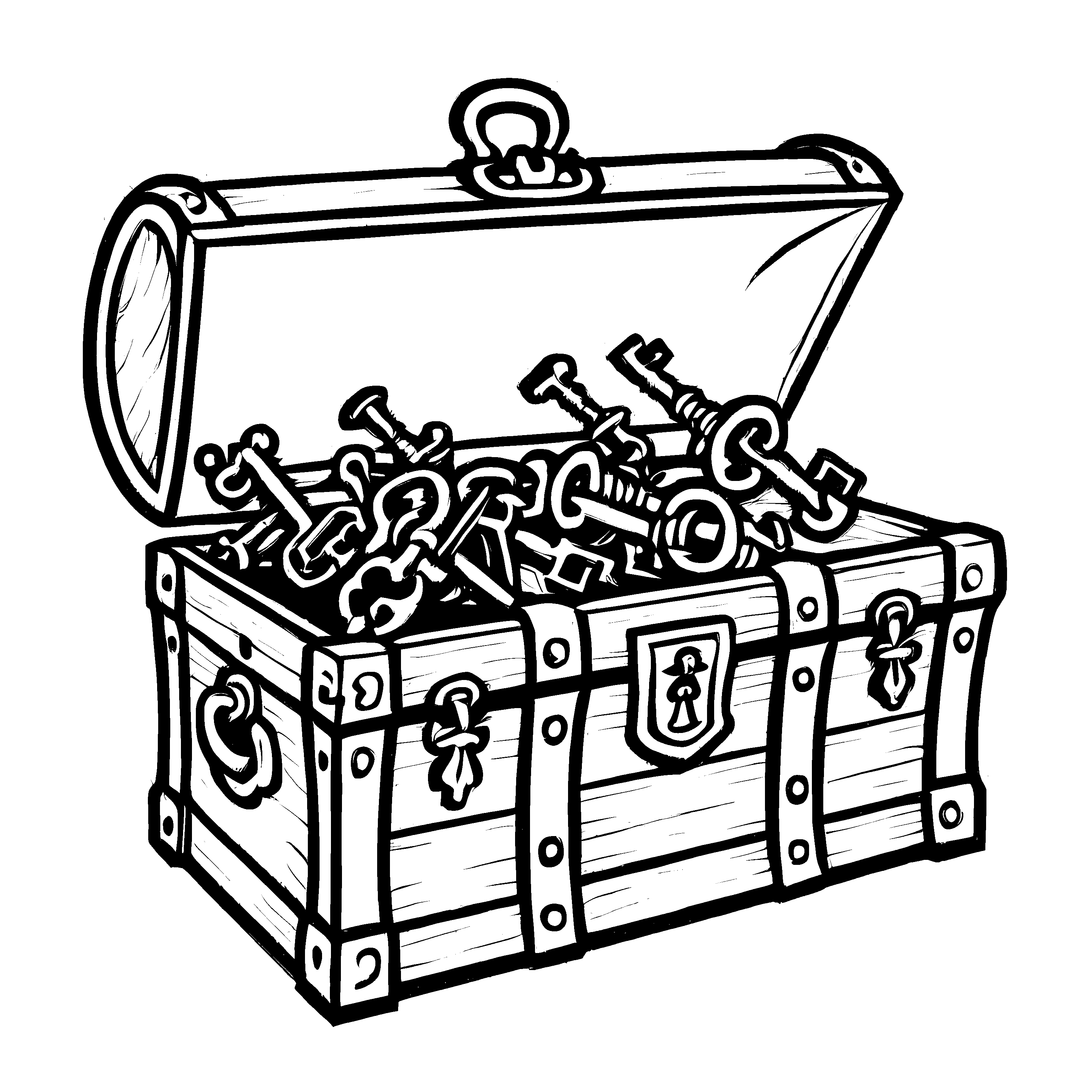 Einfache Piratenschätze-Ausmalvorlage für Kinder