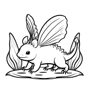 Detailreiche Axolotl-Malvorlage für spannende Malzeit