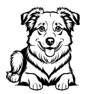 Buntes Australian Shepherds-Ausmalbild zum Basteln und Malen