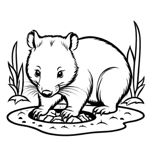 Süßes Wombats-Malbild zum künstlerischen Entfalten