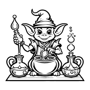 Interessantes Goblins-Ausmalbild zum Entdecken und Gestalten