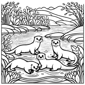 Fröhliches Otter-Bastelmotiv für den Bastelspaß
