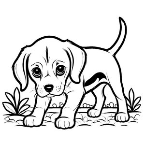 Fröhliches Beagle-Malbild für den Bastelspaß