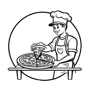 Einzigartige Pizzabäcker-Malvorlage für Groß und Klein