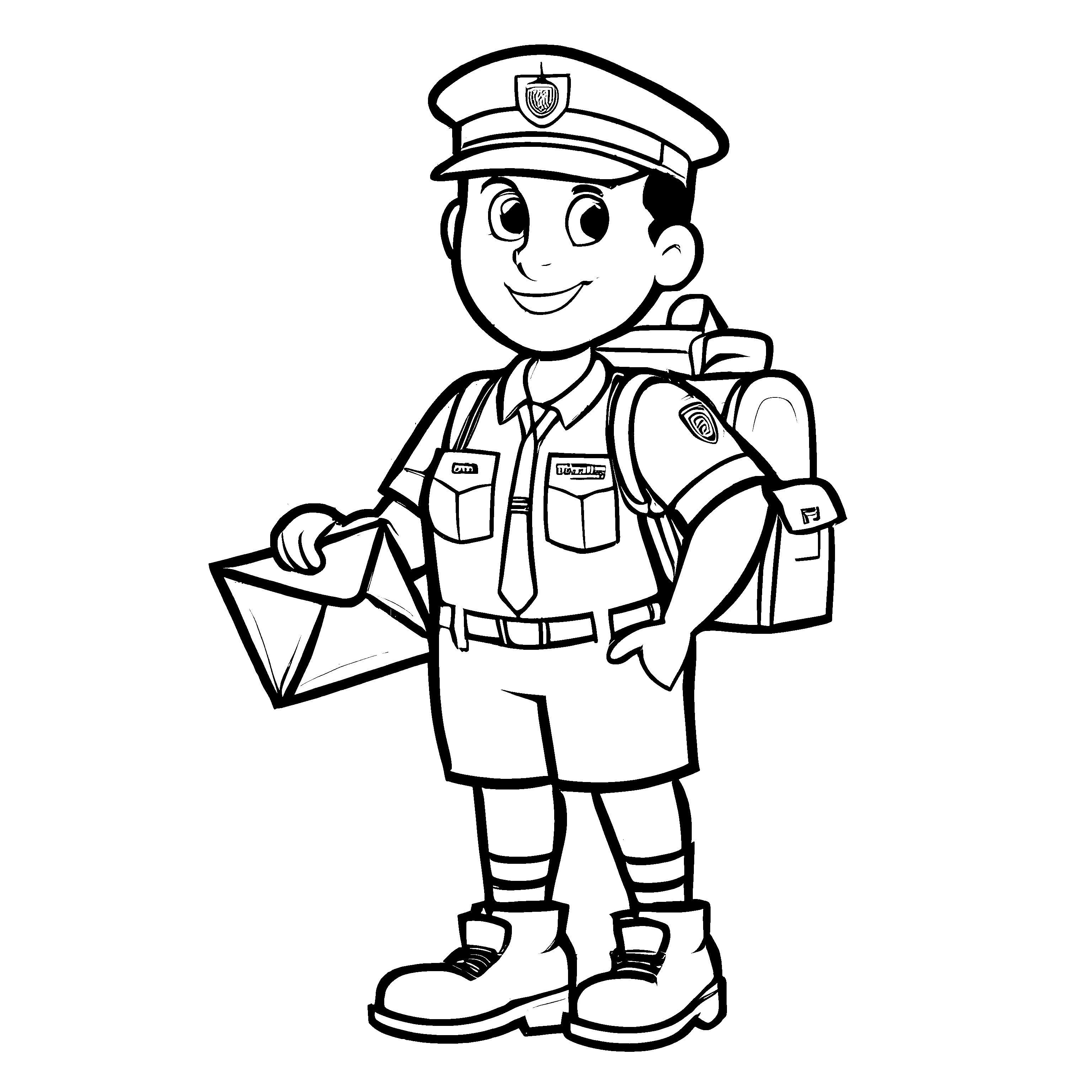 Farbenfrohes Postboten-Ausmalbild für kreative Kids