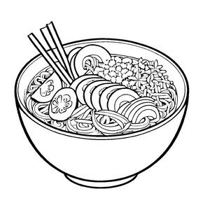 Farbenfrohes Ramen-Malbild für den Bastelspaß
