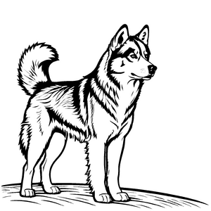 Fantastische Huskys-Ausmalvorlage für Kinder