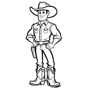 Verspieltes Cowboys-Ausmalbild für kreative Malstunden