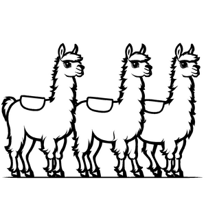 Liebevolle Lamas-Ausmalvorlage für bunte Malfreude