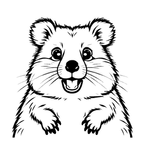Niedliche Quokkas-Ausmalvorlage zum Entdecken und Gestalten