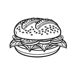 Märchenhaftes Brötchen-Malbild zum Ausmalen