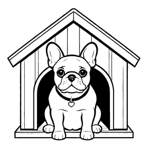 Verspieltes Französische Bulldoggen-Ausmalbild für den Bastelspaß