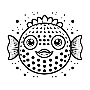 Witziges Kugelfische-Ausmalbild für Groß und Klein