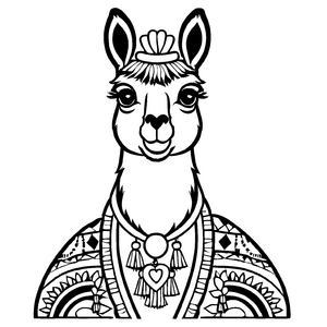 Fröhliches Lamas-Ausmalbild zum künstlerischen Entfalten