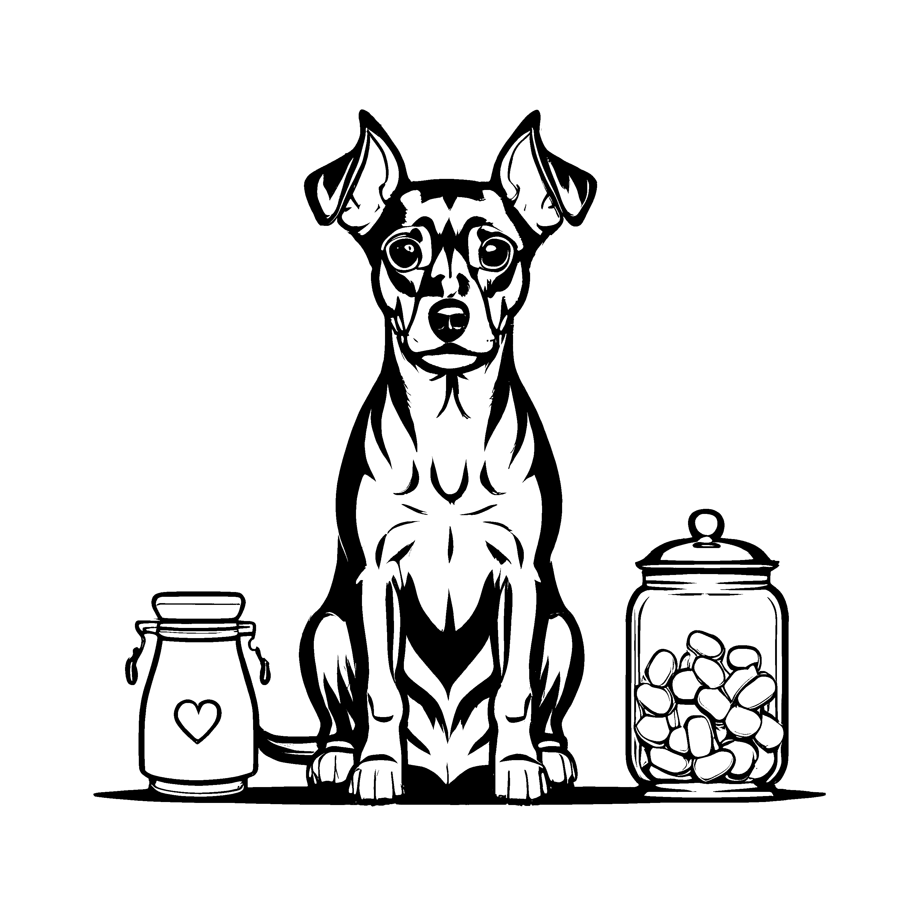 Witziges Zwergpinscher-Bastelmotiv für spannende Malzeit