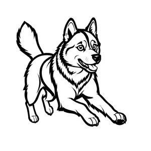 Magische Huskys-Ausmalvorlage zum künstlerischen Entfalten