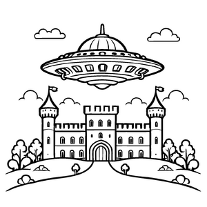 Witziges UFOs-Ausmalbild für kreative Momente