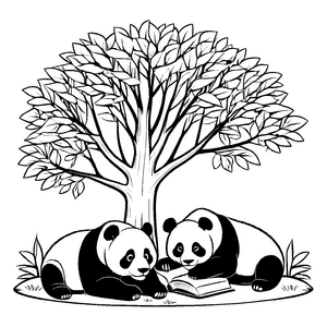 Fröhliche Pandabären-Ausmalvorlage für Kinder