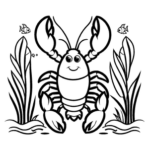Verspieltes Hummer-Ausmalbild für kleine Künstler