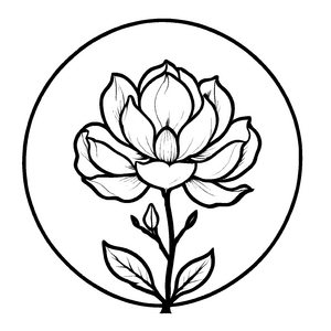 Märchenhafte Magnolien-Malvorlage zum Entdecken und Gestalten