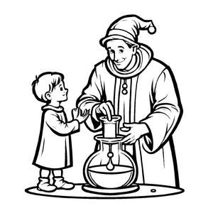 Buntes Alchemisten-Malbild für kreative Malstunden