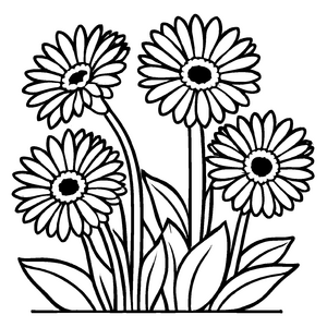 Lustiges Gerbera-Malbild zum künstlerischen Entfalten